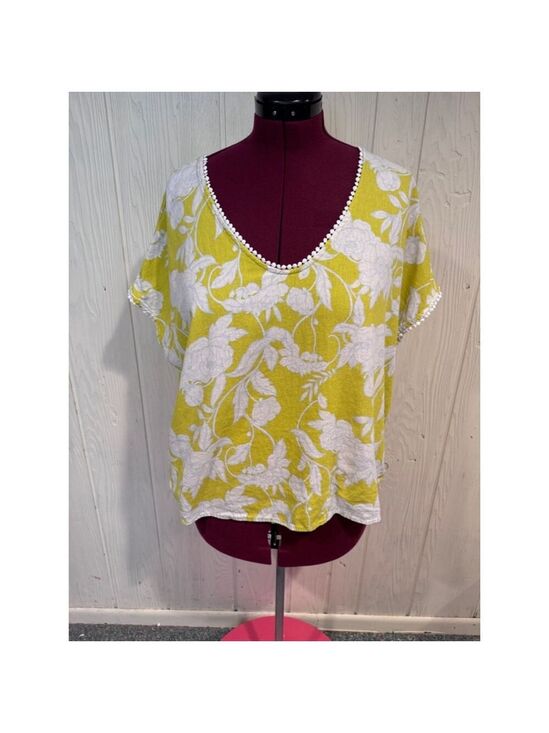 Marc New York Tops - Marc New York Linen Blend Floral Top Yellow White XL